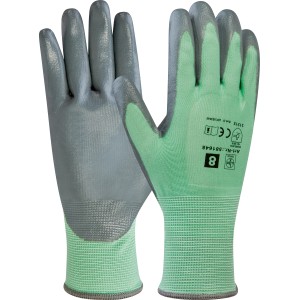 Gants LUX Tank taille 8, gants de travail gris et verts enduits de nitrile.