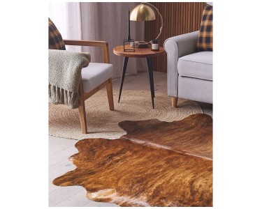 Tappeto Stampa Pelle Di Mucca Finto - 135x140 Cm In Ecopelle Per Casa - Foto 3