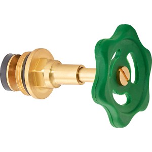Soupape à siège incliné en laiton 26,4 mm (G 3/4) avec volant vert pour le contrôle du débit.