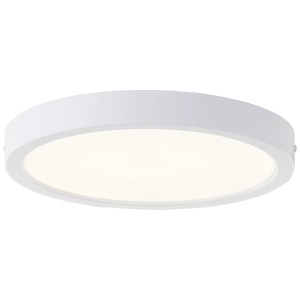 Plafonnier LED Varano blanc et rond, diamètre 27,5 cm, pour salons et salles de bains.