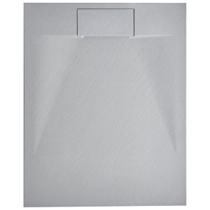 Receveur de douche Beliani Azzurro, gris plastique SMC aspect pierre, plat, surface antidérapante.