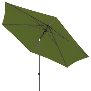 Doppler Balkonschirm MyZone Kiwi mit Knickfunktion, grüne Bespannung und grauem Gestell.
