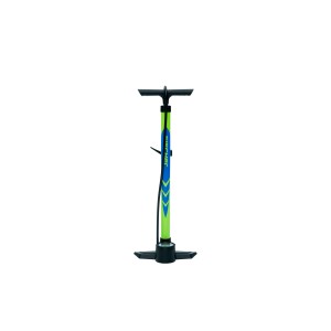 Fischer Stand-Pumpe Plus Volume für Fahrradreifen, grün/blau.