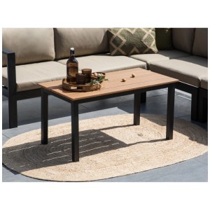 Tavolino da giardino Beliani Messina, legno sintetico marrone, struttura nera, 50x52x100 cm.
