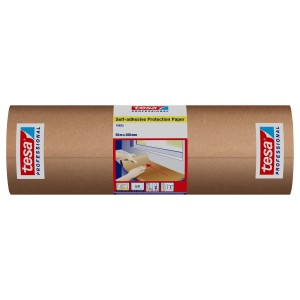 Papier de protection auto-adhésif Tesa, rouleau de 50 m x 300 mm pour travaux de rénovation.
