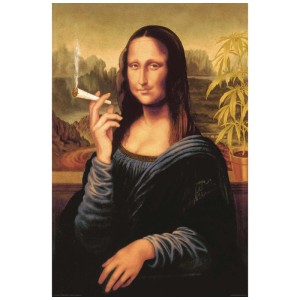 Maxiposter Mona Lisa (61x91,5 cm) mit Joint im modernen Stil. Witziges Wandposter für Wohnraum.