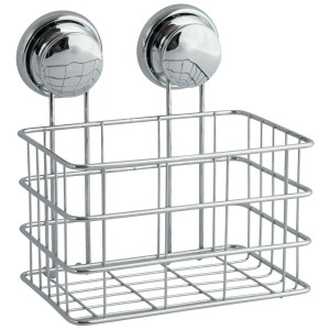 MSV Panier de douche à ventouses en acier chromé, étagère murale de salle de bain.