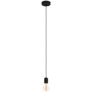 Lampada a sospensione nera Eglo Yorth con attacco E27, look acciaio/nichel, 40W. Minimalista e moderna.