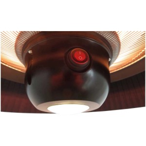 Dettaglio del riscaldatore da esterno Sonnenkönig Fiamma con illuminazione LED e interruttore.