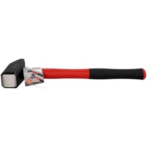 Marteau de serrurier (2000 g) avec manche rouge et poignée noire. Polyvalent pour clouer, enfoncer ou façonner.