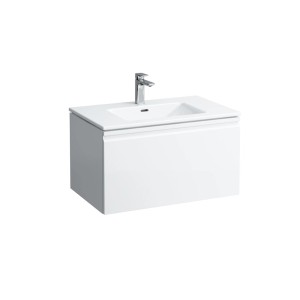 Meuble de salle de bain Laufen Pro S, 80 cm, blanc : Meuble sous-vasque avec vasque en céramique et robinet.