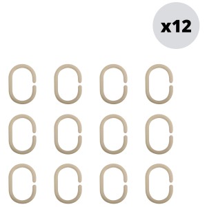 MSV Duschvorhang-Ringe, 12er-Set, beige, C-förmig für einfache Montage an Duschstangen.
