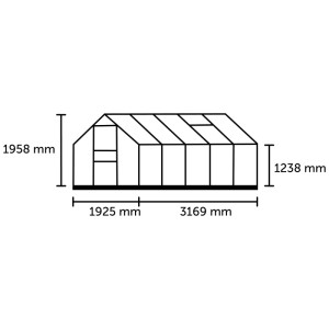 Schéma serre Halls Popular 6,2 m² avec dimensions.