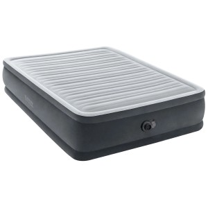 Matelas gonflable Intex Dura-Beam Deluxe, gris, avec Fiber-Tech et pompe, 46x152x203 cm.