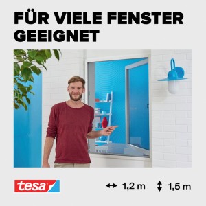 Zanzariera tesa® Insect Stop con telaio in alluminio antracite sulla finestra, facile da installare.