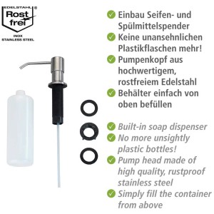 Wenko Monti dispenser sapone da incasso in acciaio inox, capacità 400 ml.