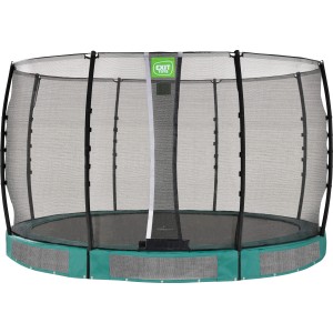 Trampolino interrato verde EXIT Allure Classic Ø 366 cm con rete di sicurezza.