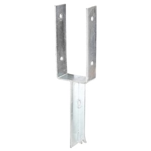 Ancrage de poteau en U à bétonner, 200x90x50 mm, galvanisé à chaud pour constructions bois extérieures.