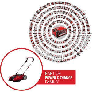 Balayeuse sans fil Einhell TE-SW 18/610 Li Solo, rouge, avec système de batterie Power X-Change.