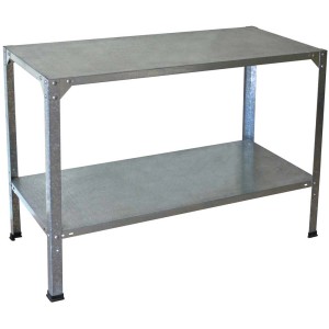 Banco da lavoro in acciaio per serra, 80x115x51cm, con due ripiani. Ideale per accessori serra.
