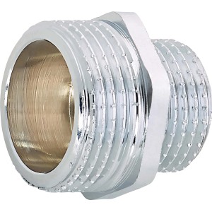 Nipplo riduttore filettato in ottone cromato, Ø 21 mm x Ø 16,7 mm, per raccordi filettati.