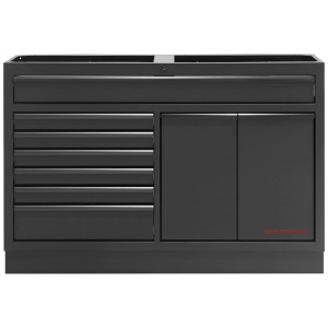 Armoire à outils Kraftwerk Mobilio, noire, avec tiroirs et portes. Accessoire pour établi.