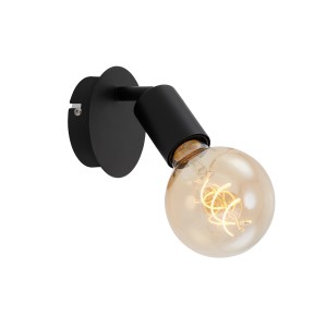 Spot noir Briloner 1 lumière Pearl E27, orientable. Applique murale style rétro.