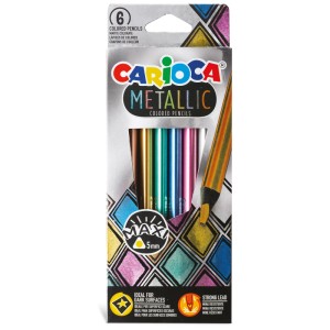Carioca Metallic Farbstifte, 6 Stk., in metallischen Farben. Ideal für dunkle Oberflächen.