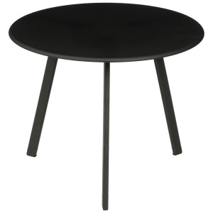 Tavolino laterale nero Mica Decorations Seatle, Ø 38 cm, altezza 30 cm. Tavolino da giardino in metallo con tre gambe.