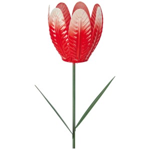 Roter Gartenstecker Tulpe aus Eisen, Ø 8 cm, Gartendekoration.