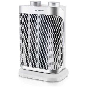 Chauffage céramique blanc avec éléments chauffants PTC, 1500 W, avec fonction d'oscillation pour une distribution optimale de la chaleur.