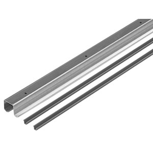 Profilo doppio Hettich TopLine 27 (2m) in acciaio/plastica, marrone, per ferramenta per porte scorrevoli.