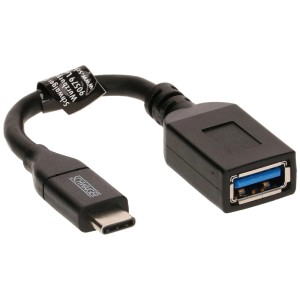 Cavo di connessione USB 3.1 nero (0,15 m) con connettore USB-C e presa USB-A per computer e multimedia.
