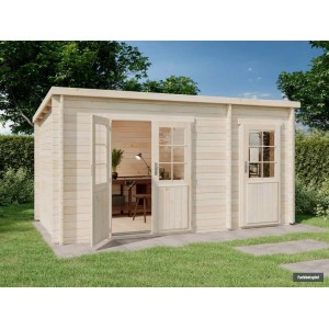 Abri de jardin en bois Alpholz Maria-28, naturel, avec double porte et annexe.