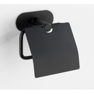 Porta carta igienica nero Wenko Turbo-Loc Orea in acciaio inox con coperchio.
