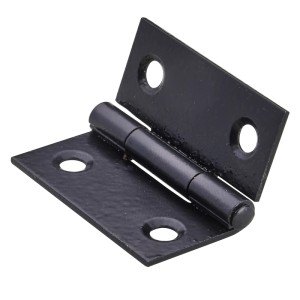 Charnière angulaire Hettich en acier, 30x30x1 mm, revêtement en poudre noire pour équipement de meubles.