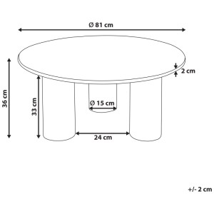 Schizzo: Tavolino rotondo Colina in legno di acacia, marrone, con dimensioni.