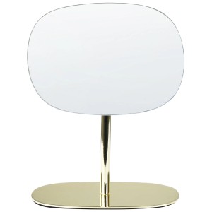 Specchio cosmetico Charente oro con design senza cornice per bagno e tavolo da trucco.