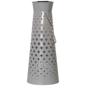 Graue Star Trading LED Solar Laterne Romby aus Metall mit Rautenmuster, 38,5 cm hoch.