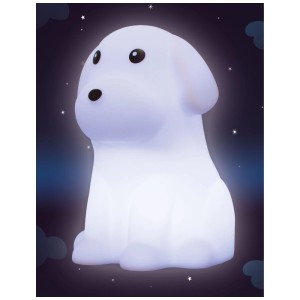 Veilleuse Starlyf Cushy Light chien, blanche lumineuse, forme de chien douce avec changement de couleur. Apaisante pour enfants.
