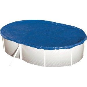 Bâche d'été Steinbach pour piscine ovale (640x360 cm) sur piscine, bleue.
