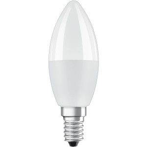 Osram LED-Leuchtmittel E14 in Kerzenform, 4,9W, 470lm, 10,7x3,7cm.