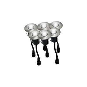 Sei faretti LED da incasso Easy Connect per legno, luce bianca calda, Ø 45mm.