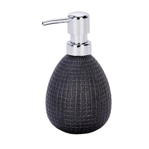 Wenko Dispenser sapone Polaris Jet Black in ceramica strutturata e pompa cromata.