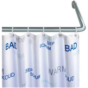 Wenko Barre d'angle universelle pour douche, chrome brillant, avec rideau.