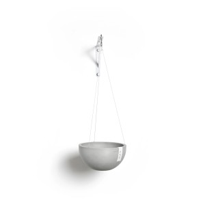 Ecopots Brussels vaso sospeso, grigio-bianco, 26,5x13cm. Cesto sospeso con sospensione.