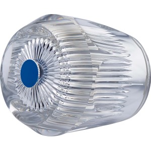 Maniglia acrilica trasparente 26 mm con indicatore blu per acqua fredda, per rubinetti.