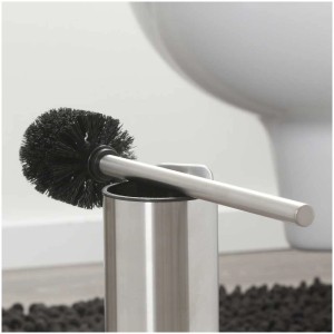 Brosse WC Tiger Colar avec support, acier inoxydable brossé. Brosse WC pour salle de bain et toilettes invités.