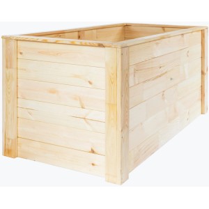 Carré potager surélevé en bois clair (150x76x79 cm) non planté pour le jardin.