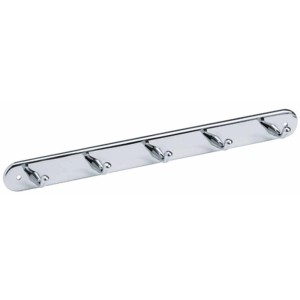 Diaqua Hakenleiste mit 5 Haken aus verchromtem Messing, 24 cm lang.
